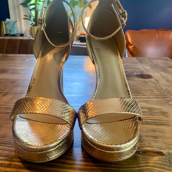 Jordyn Metallic Snake Embossed Leather Platform Sandal - Picture 4 of 9